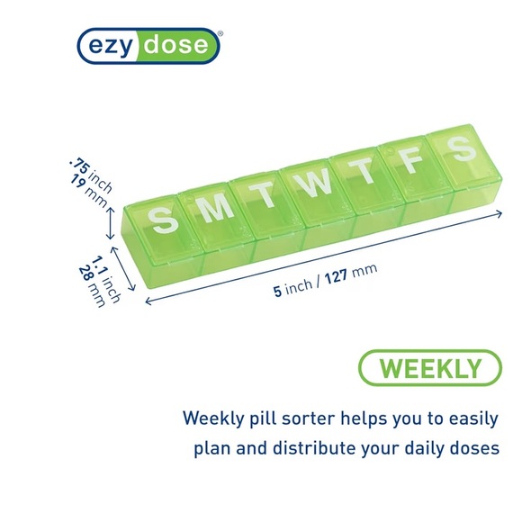 TWO Weekly Daily Pill Organizer NEW Green - Picture 2 of 5